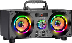 60W Home Party Outdoor Boombox with LED Colorful Lights, Subwoofer heavy Bass, FM Radio, Bluetooth & MP3 Player