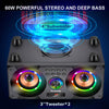 60W Portable Bluetooth Speaker with Subwoofer heavy Bass, Wireless Speakers Bluetooth 5.0, Support FM Radio, MP3 Player, EQ,LED Colorful Lights