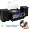 Bluetooth Stereo System with Turntable, CD, Cassette, LP Vinyl to MP3 Converter and USB/SD Encoding